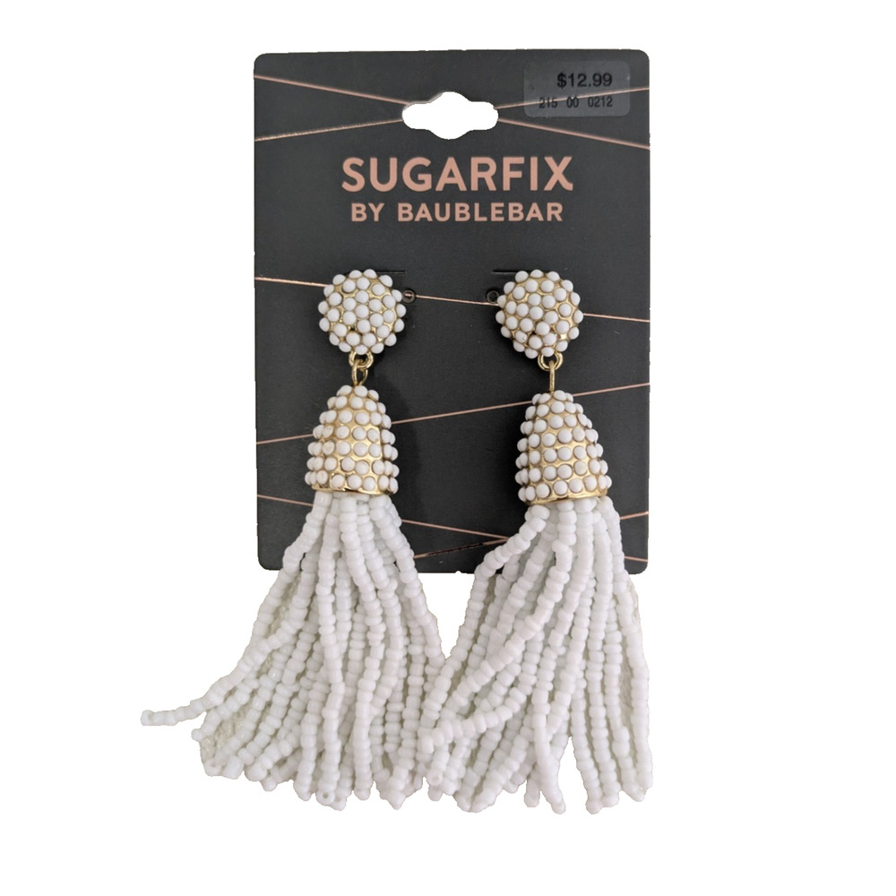 Sugarfix by Baublebar Beaded Tassel Earrings White Party
